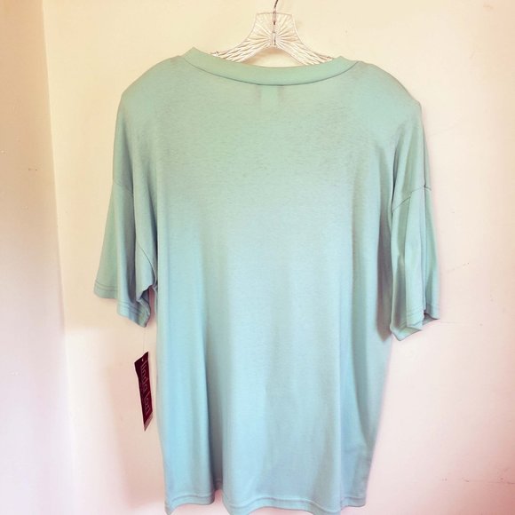 Linda Lori Women's Vintage 1992 Floral Sea Foam Scoop Neck Tee Shirt Top Blouse - Picture 7 of 13